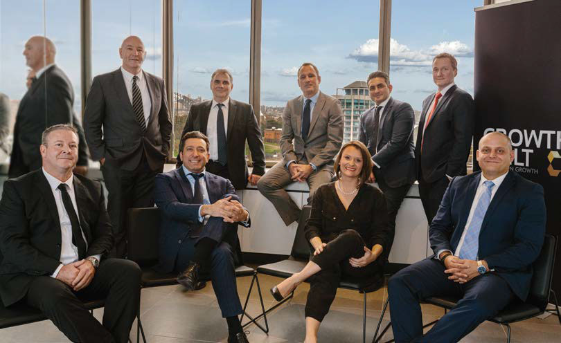 From left to right: (back row) Glenn Johnston (Estimating Manager), Carl Duggan (General Manager Operations), Jeremy Pidcock (Commercial Manager), Peter Sukkar (Founding Director and CEO), Paul Maher (Head of Business Transformation), (Front row) Shane O’Brien (Head of Safety), Colin Rahim (Founding Director and CEO), Melanie Kurzydlo (Head of Business Development), and Ewan Van Zyl (CFO)
